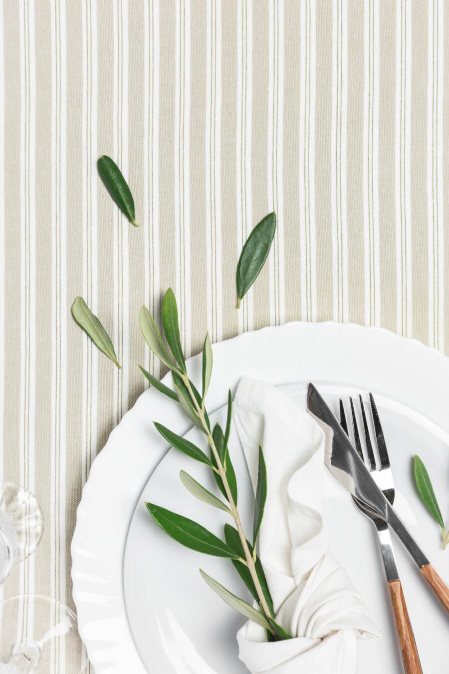 white place setting for recipes on the menu