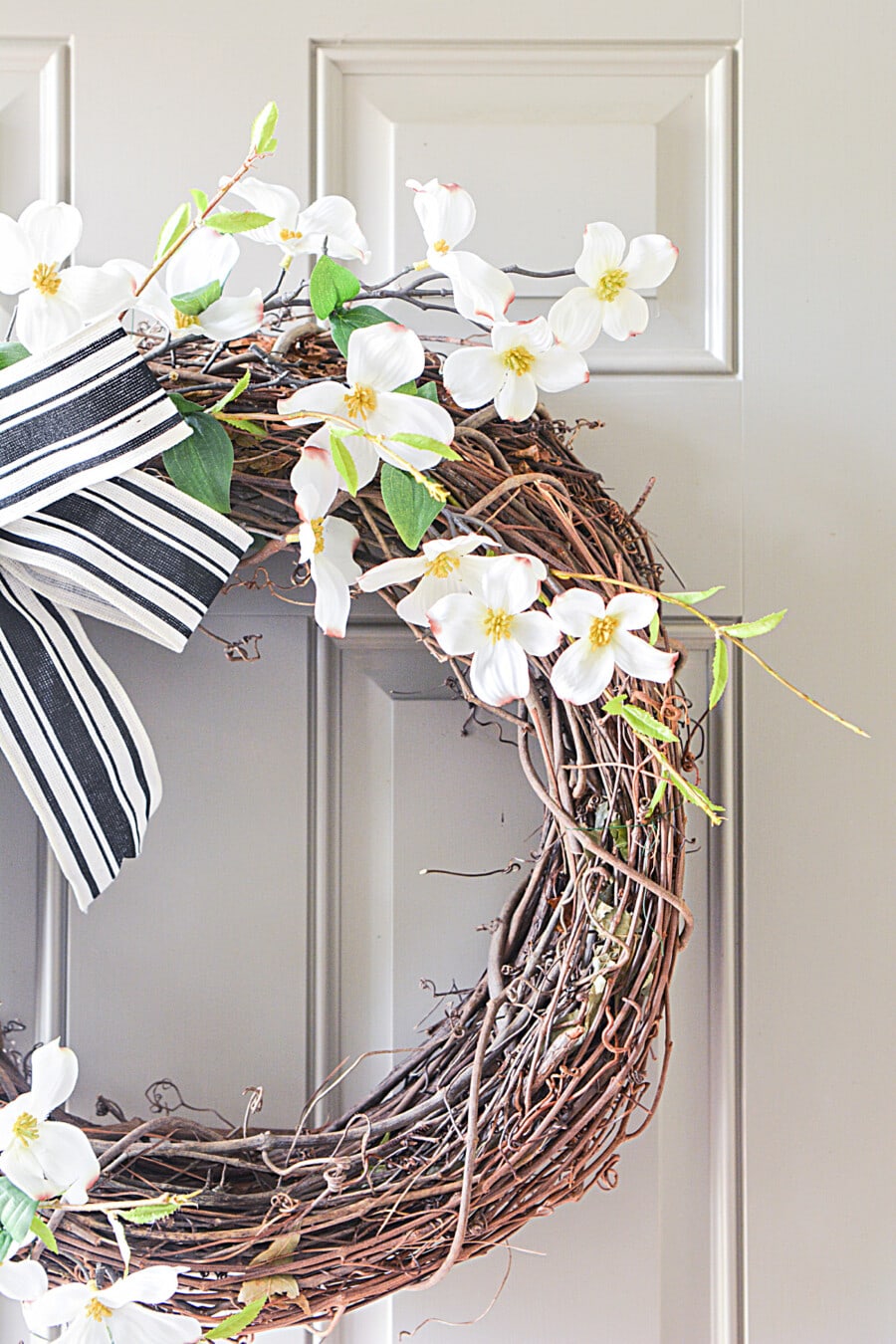Beautiful Easy To Make Dogwood Summer Wreath for Your Front Door