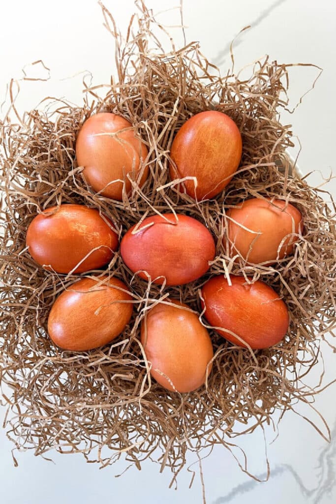 onion skin dyed Easter Eggs