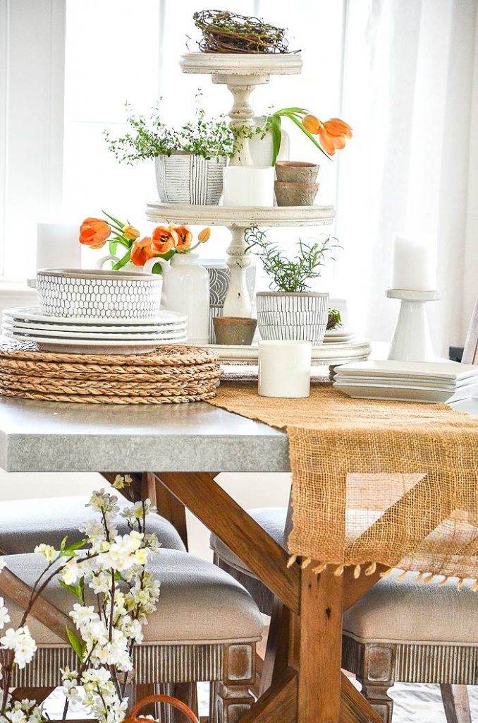 TIERED TRAY DECORATED FOR SPRING