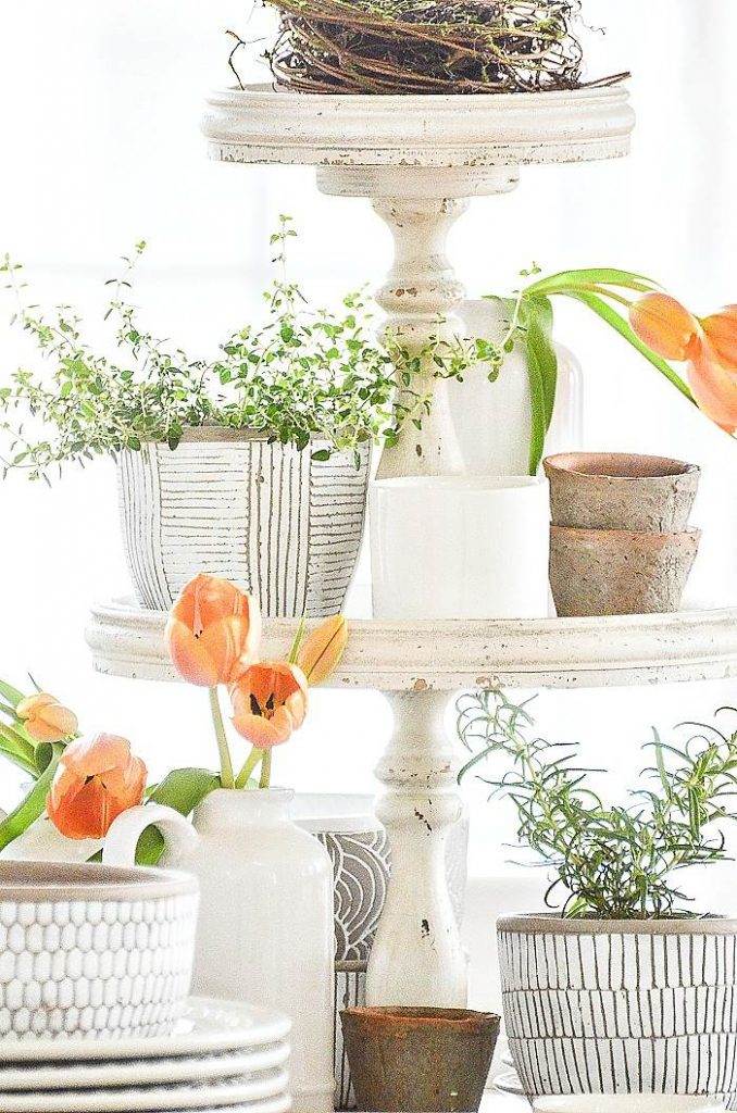 SPRING TIERED TRAY ON A DINING ROOM TABLE