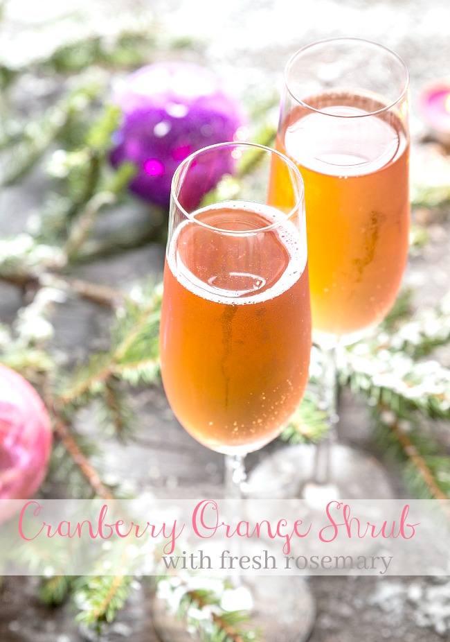 CRANBERRY ORANGE SHRUB WITH FRESH ROSEMARY