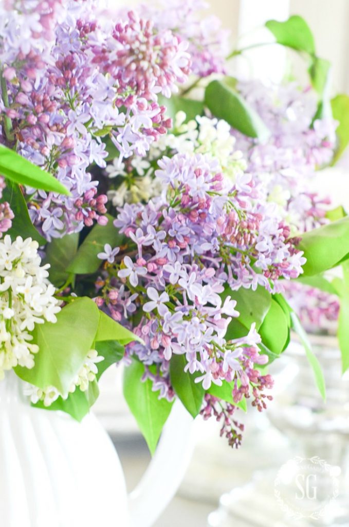 lilacs on a table in a decluttered home