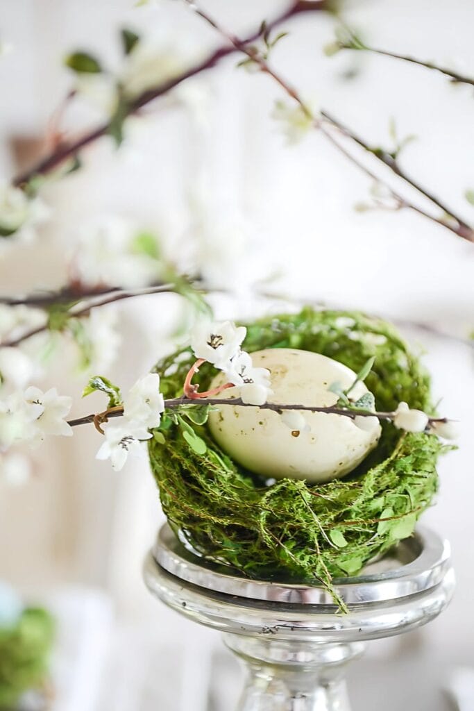 DECORATING WITH RISERS- little nest on a candlestick
