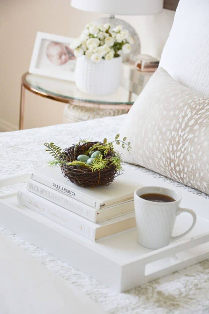 Easter decorations-nest on books