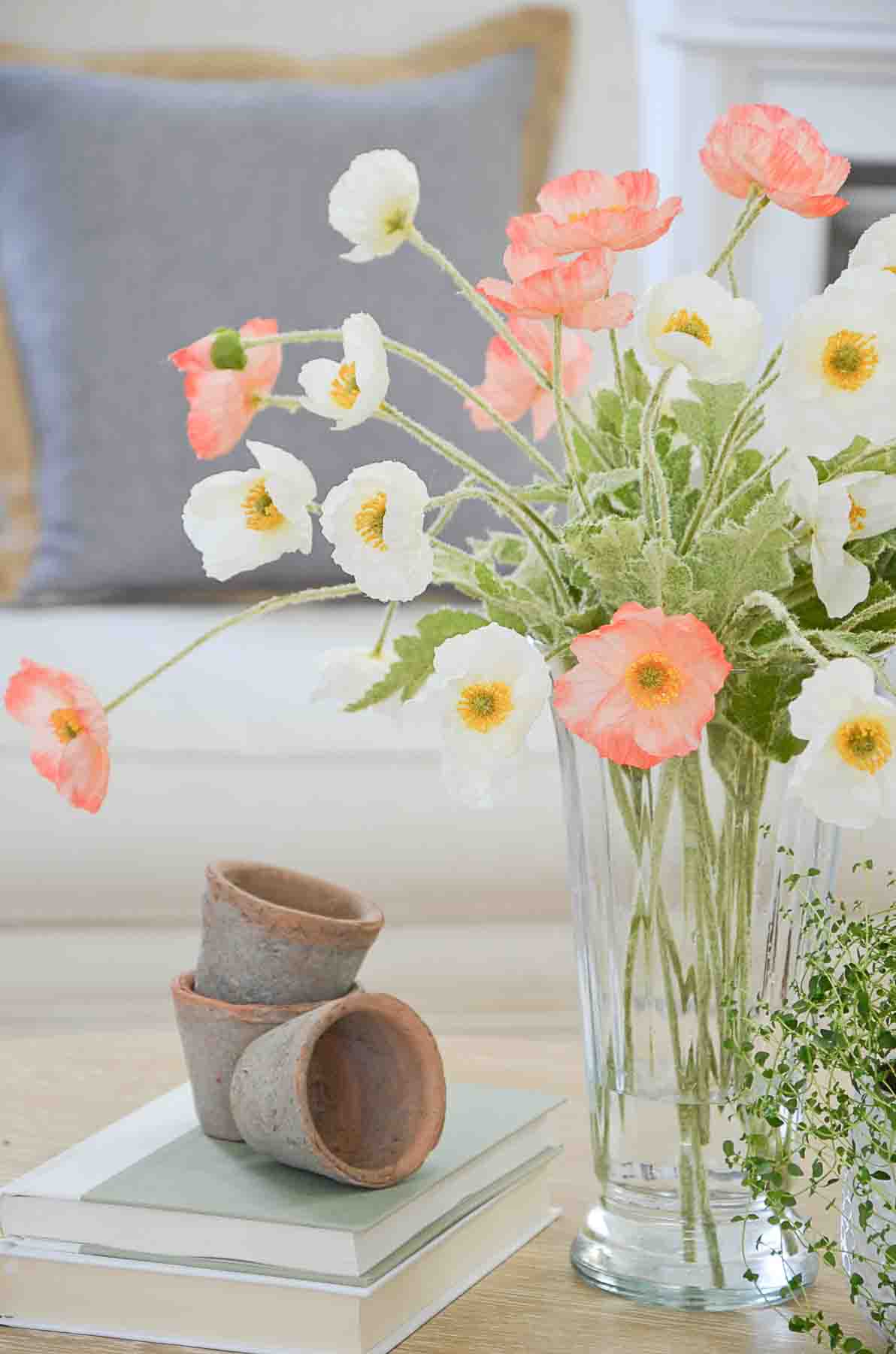 faux pink and white poppies