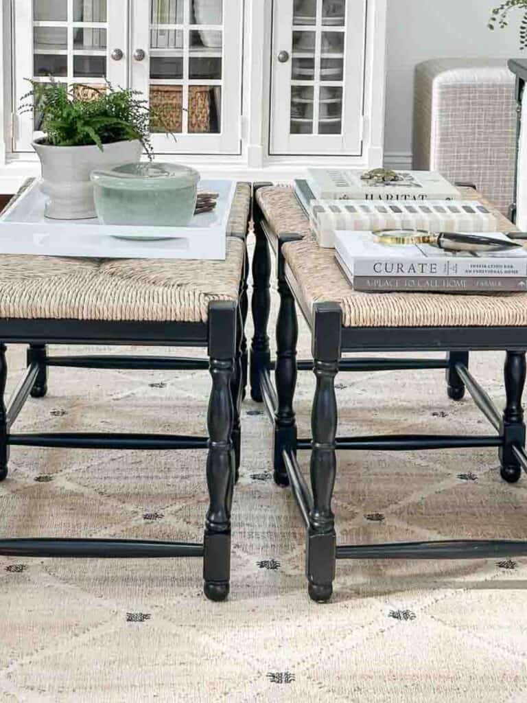 large coffee table- two benches