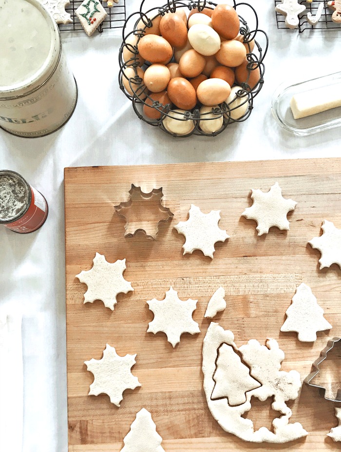 cutting our Christmas sugar cookie stars
