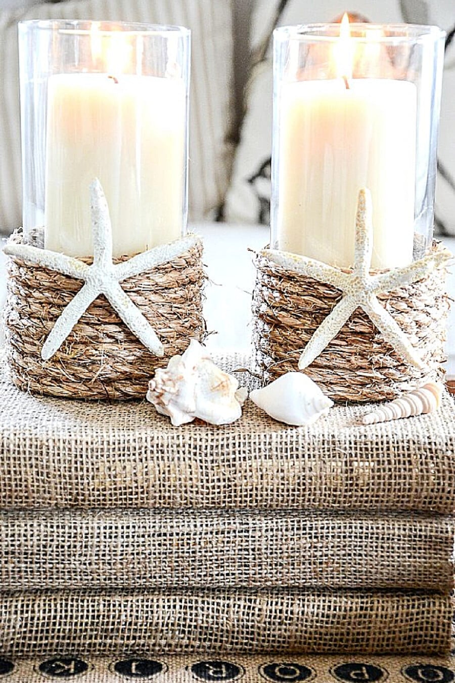 Summery Rope Wrapped Candle Holders