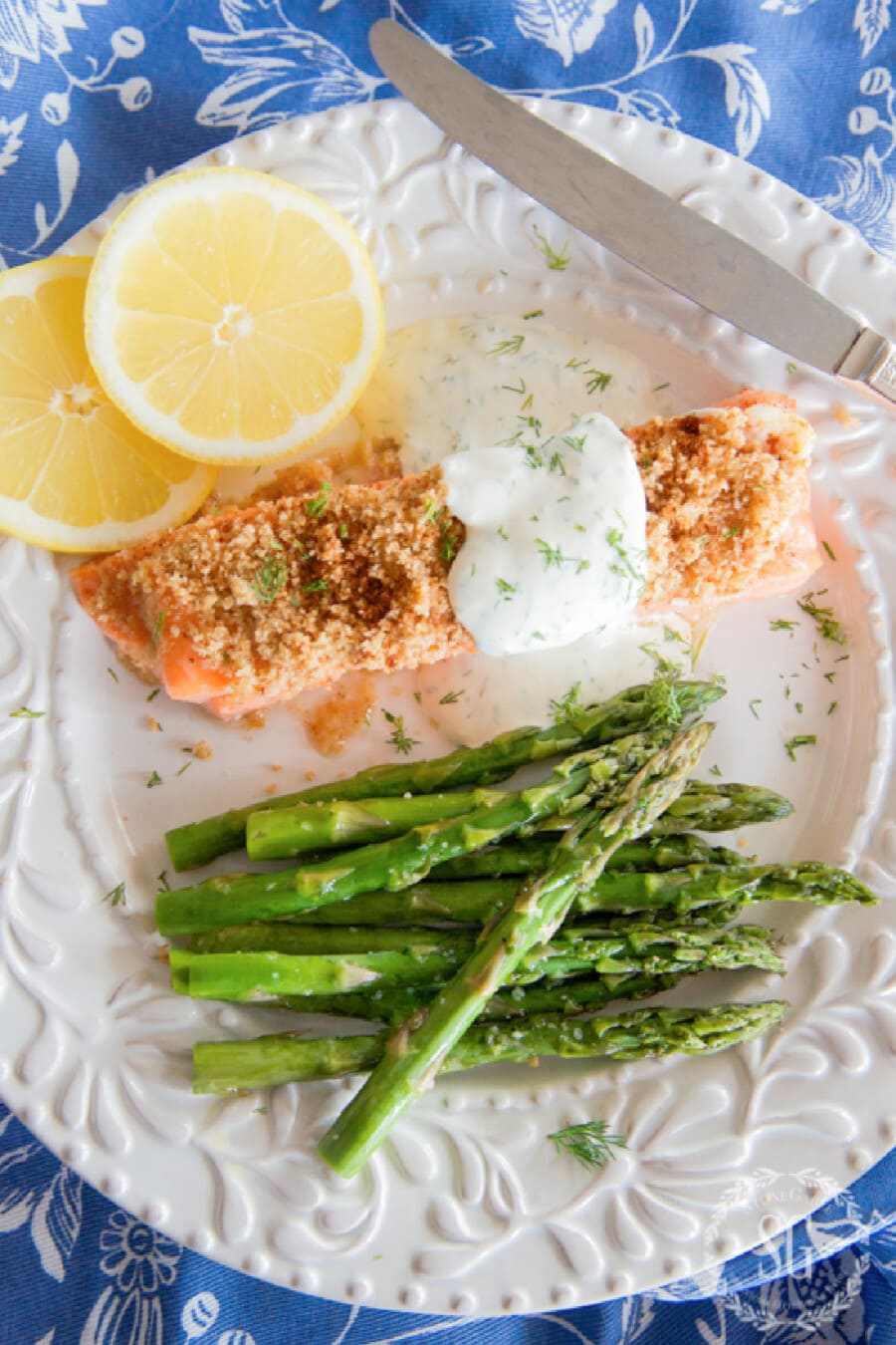 Sheet pan Mayonnaise Crusted Salmon And Asparagus