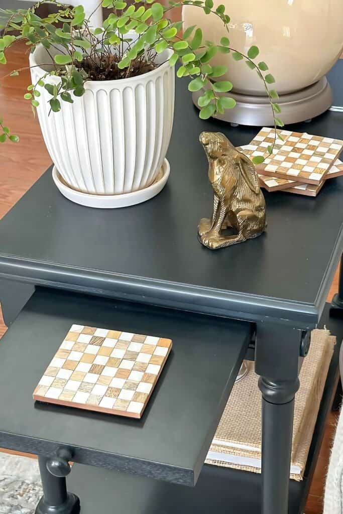 small end table- slide out surface for drinks