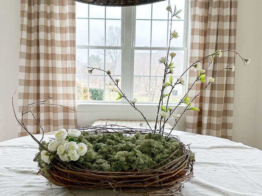 SPRING DOUGH BOWL- balanced spring arrangement on a dough bowl