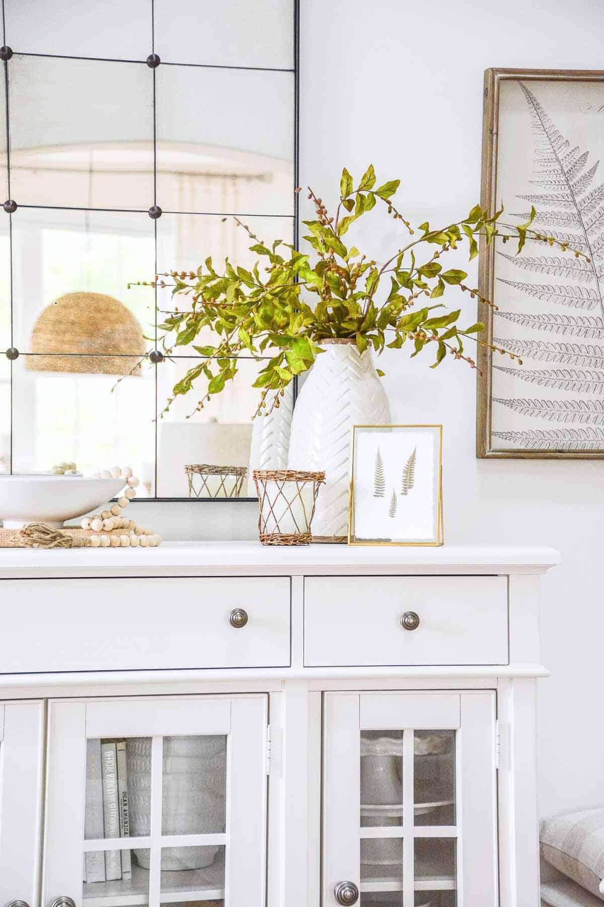 vignette on a white buffet
