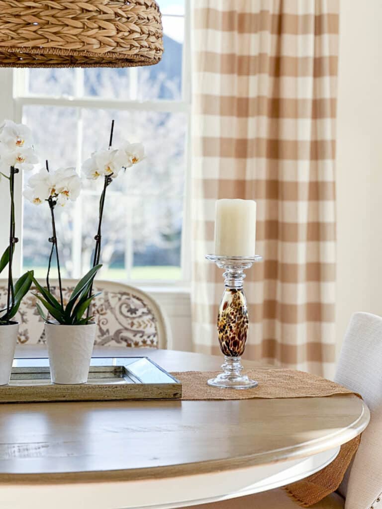 orchids on a dining room table